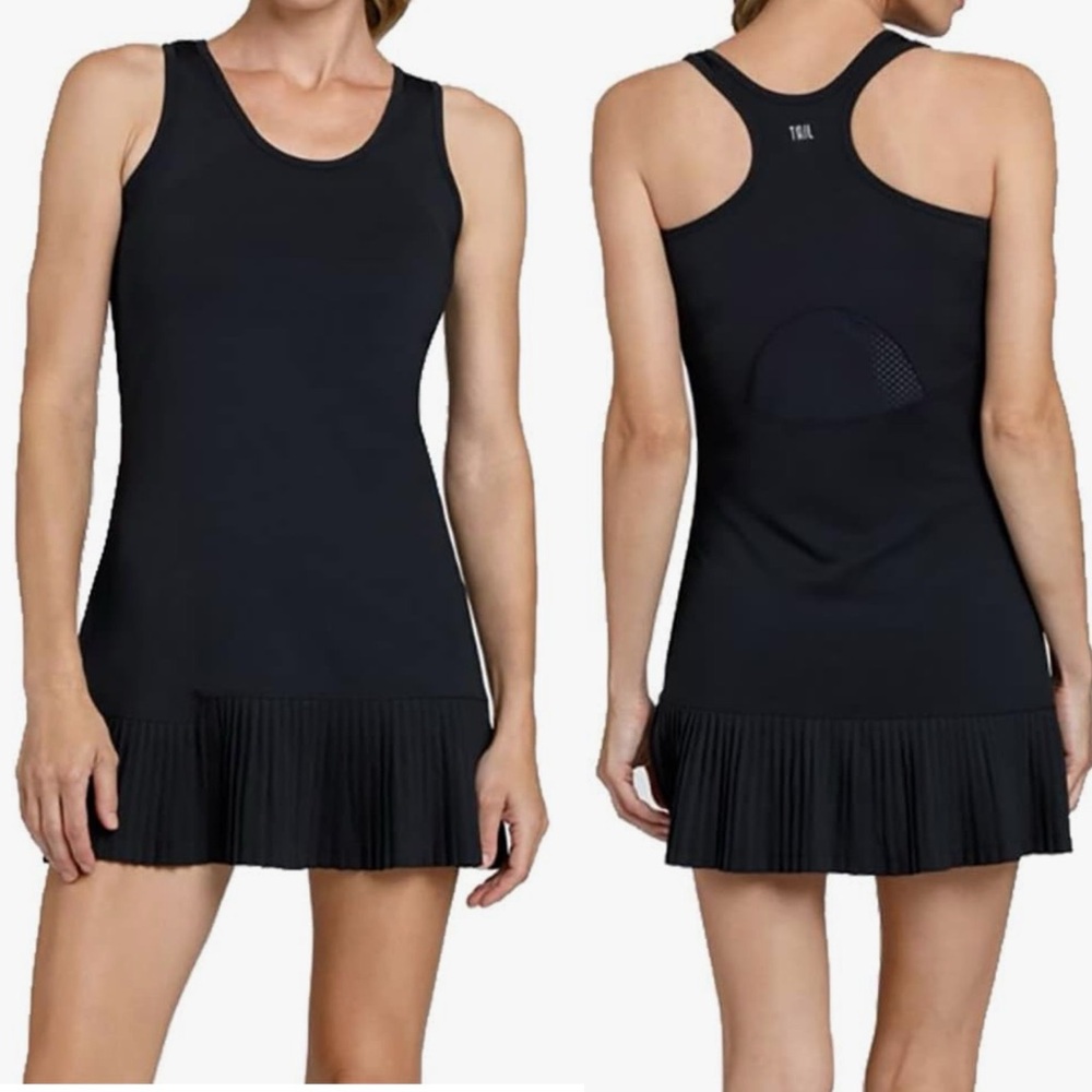 Tail Womens Coletta Dress Racerback Pleated Hem Size‎ Medium Black Athletic NEW